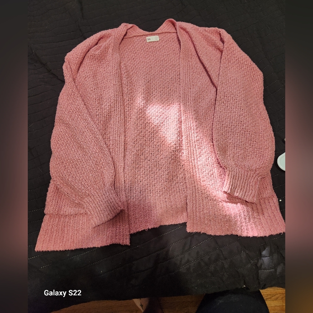 Cozy Pink Open-Front Sweater